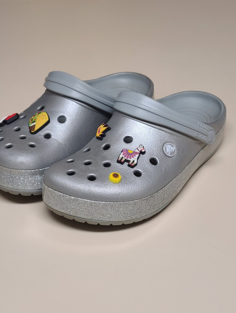 Crocs Platform Glitter chunky clog sandals size 9